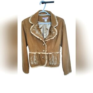 Vintage Corduroy Blazer with Lace Trim